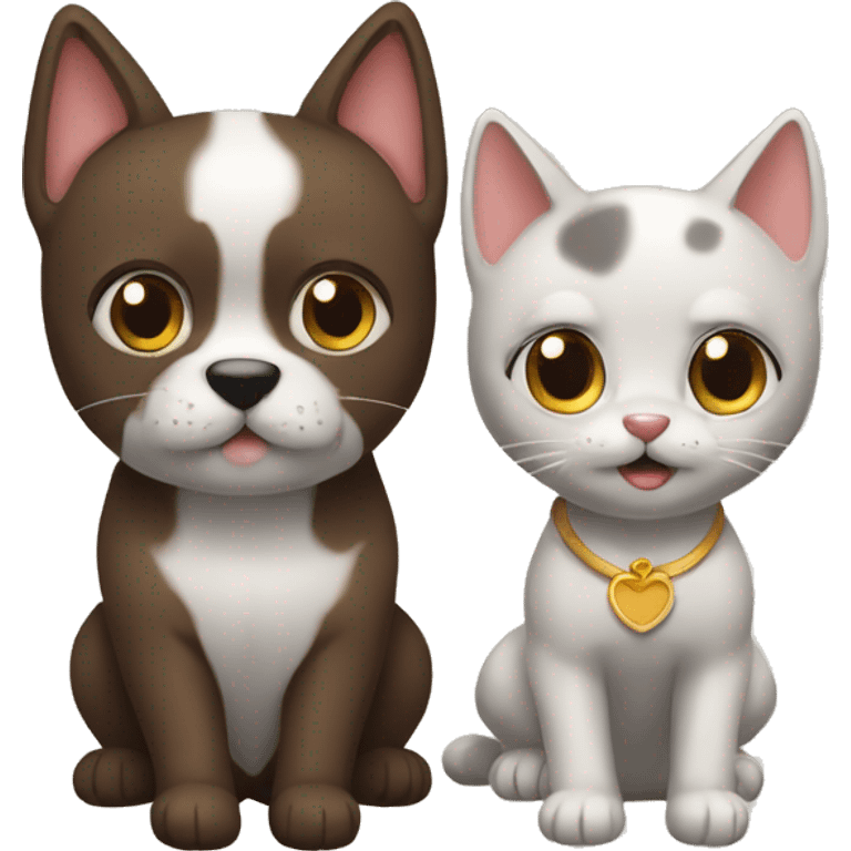 Perro y gato besandose emoji