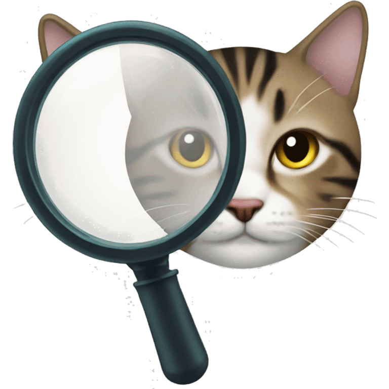 magnifying glass looking at a cat emoji