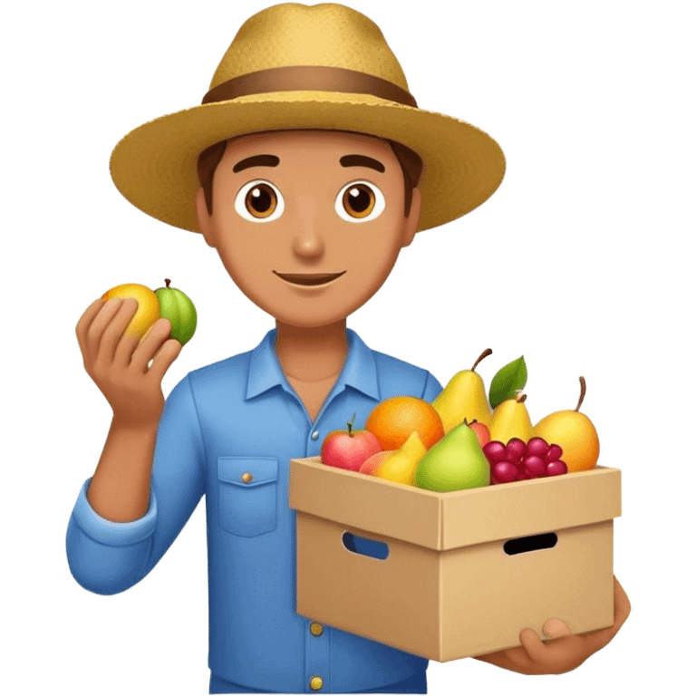 man with a box full of fruits emoji