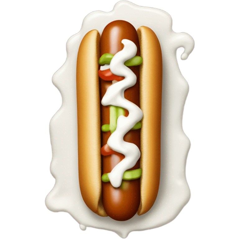 A hotdog with ranch on it  emoji