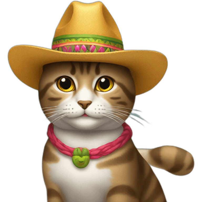 um gato com um chapéu mexicano emoji