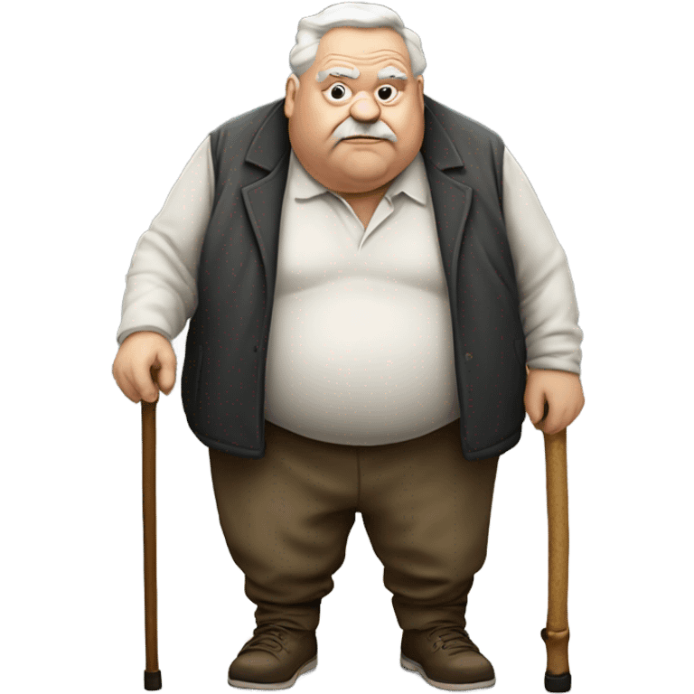 Fat old man with a nose piercing and a walking stick  emoji