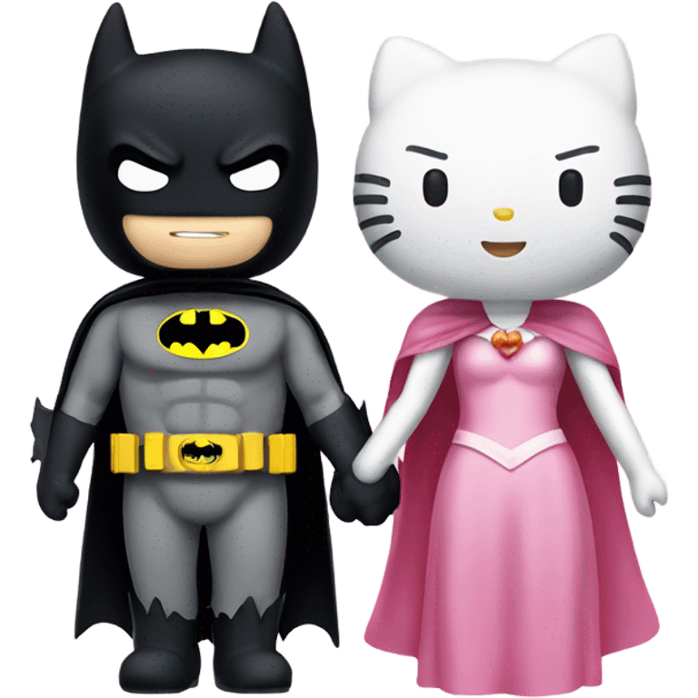 hello kitty and batman holding hands emoji