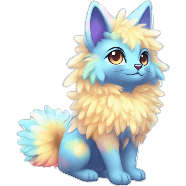 Shiny Sparkly Colorful Fluffy beautiful fantasy Kawaii Ethereal Anthro Sona Fakemon-animal Full Body emoji