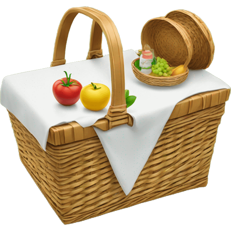 picnic basket white  on grass emoji