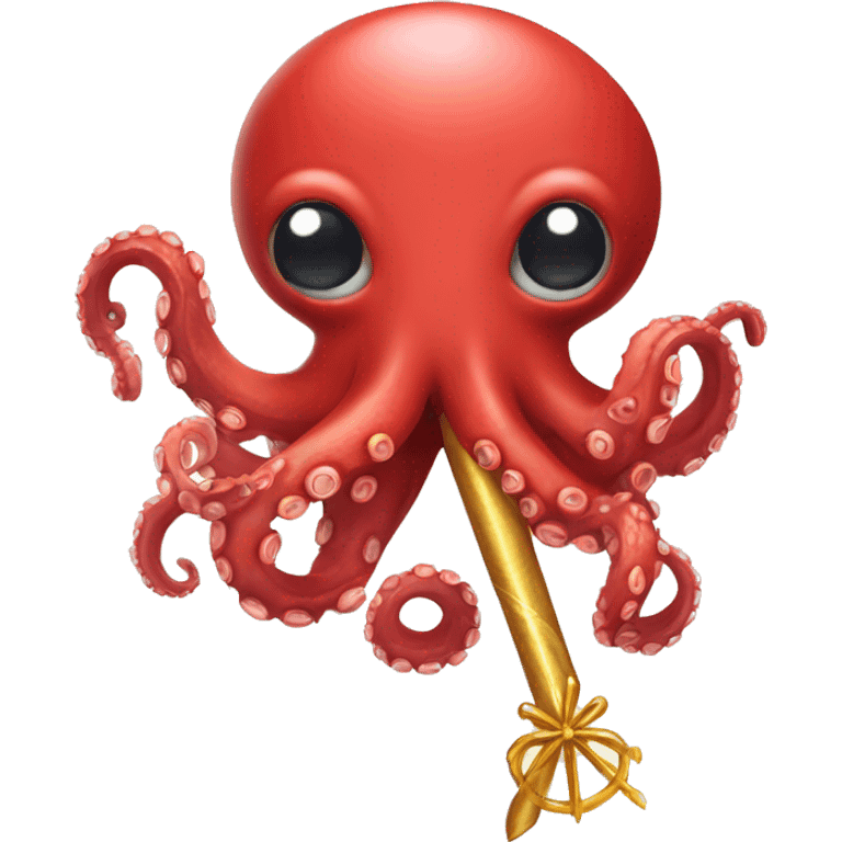 red octopus holding fairy wand emoji