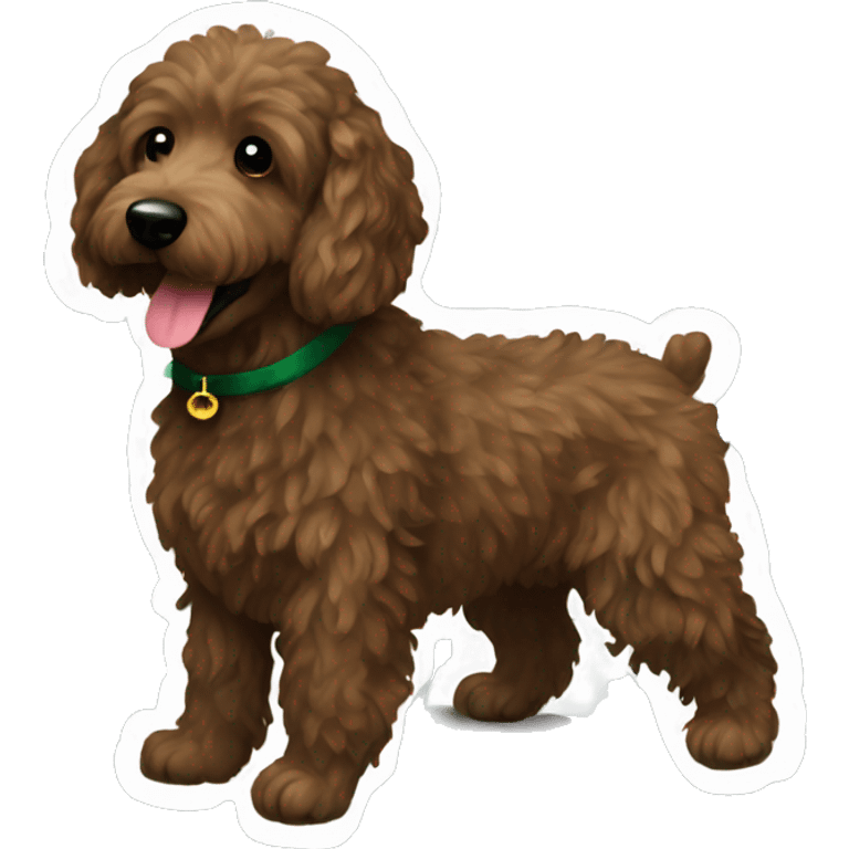 Black miniature golden doodle and dark brown golden doodle Christmas  emoji