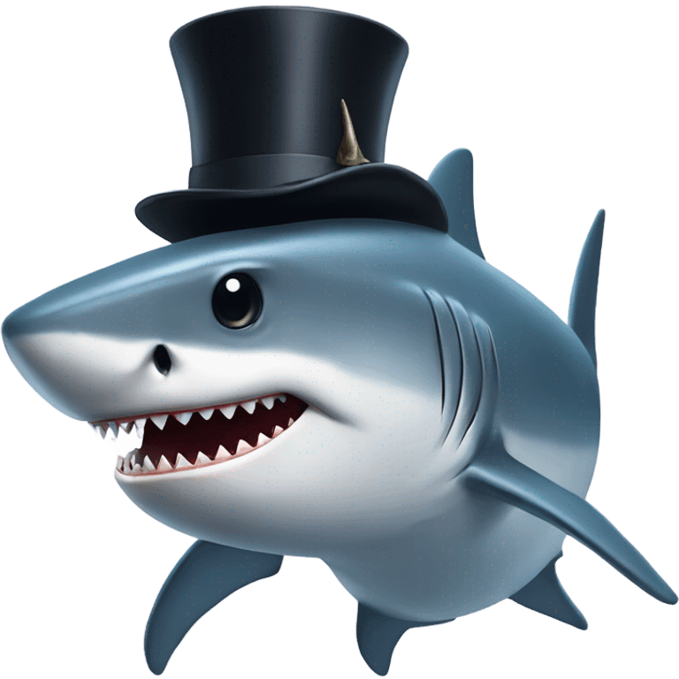 Shark with a top hat emoji