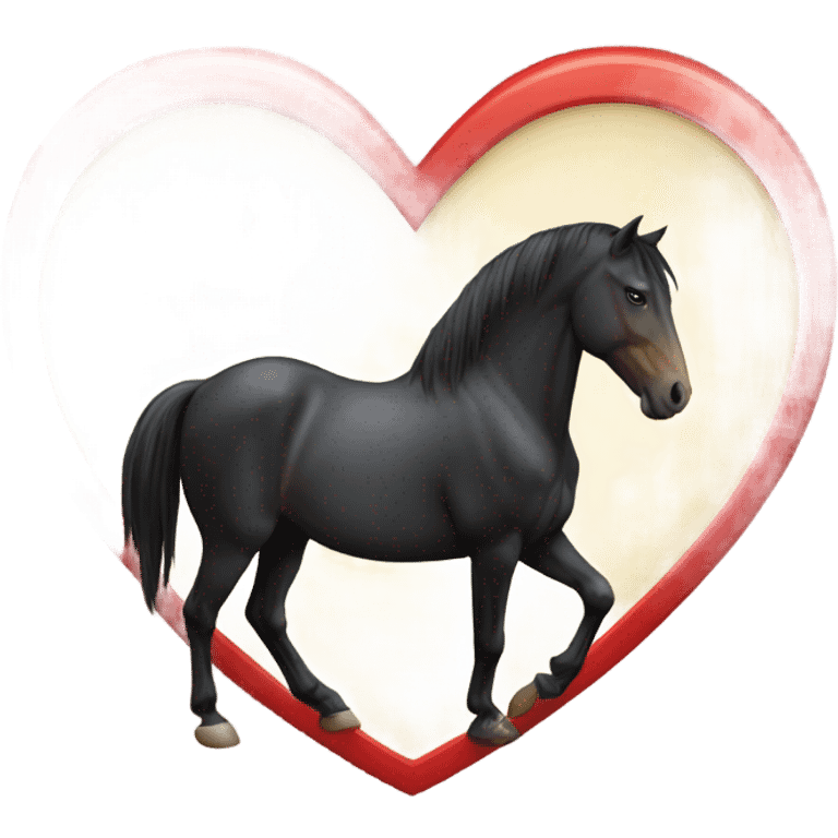 Black Horse centered within a red heart emoji