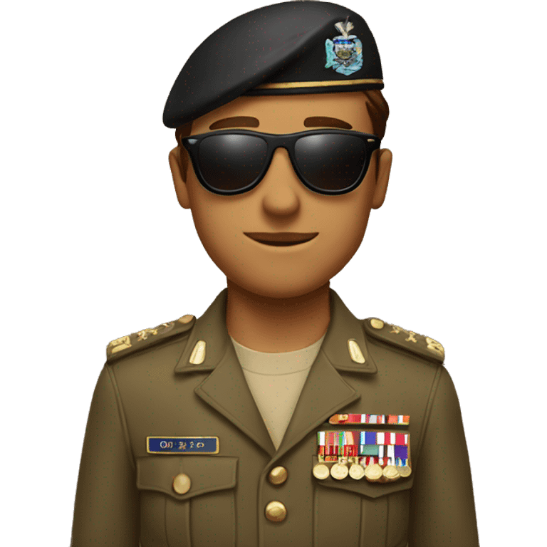 brown eyes, brown hair, rayban sunglasses, commander of the land forces emoji