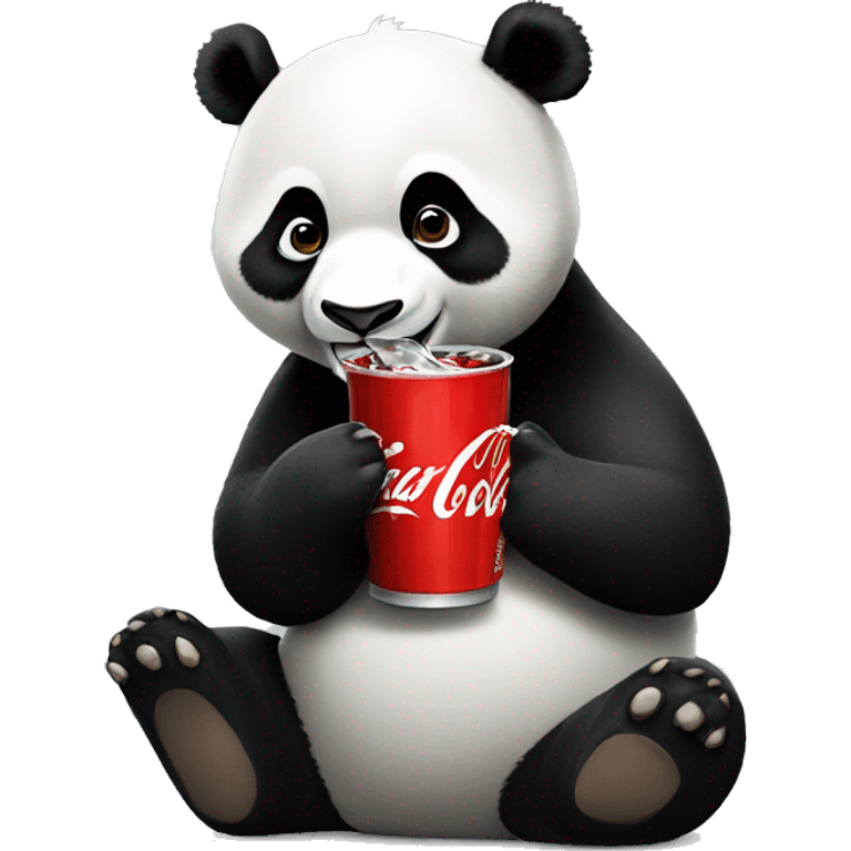 Panda who eating and drink coca cola emoji