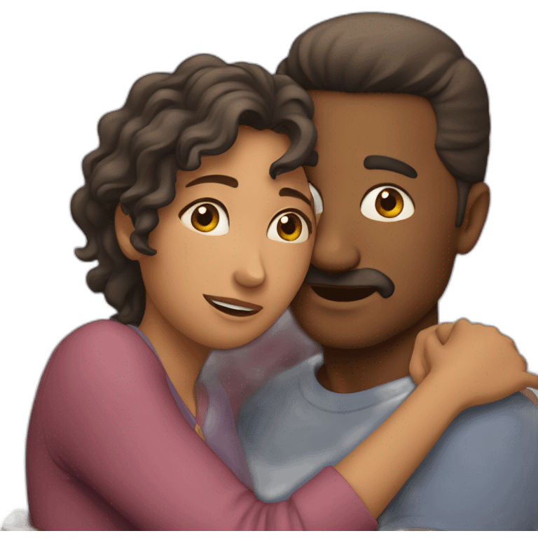 Man hugging woman from behind emoji