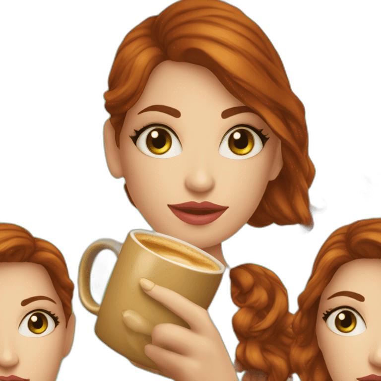 mulher-ruiva-olho-verde-cabelo-liso-comprido-segurando-caneca-café emoji