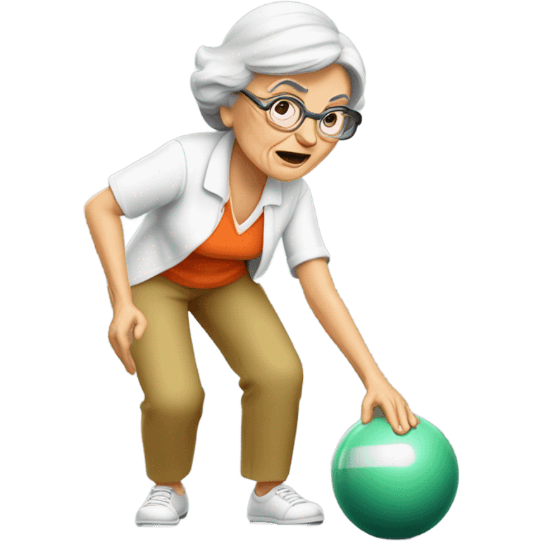 Older Lady playing lawn bowls emoji