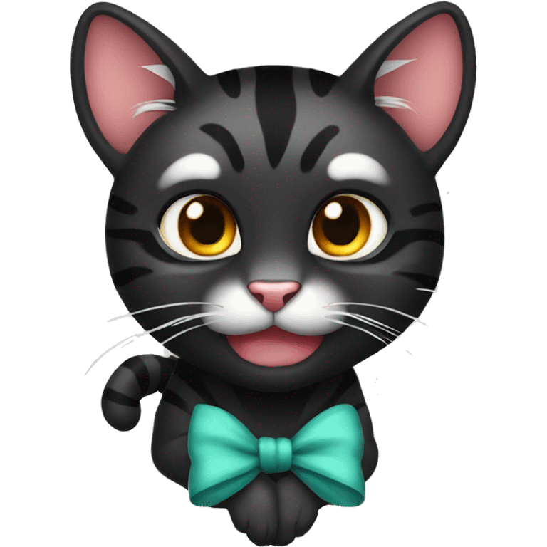 Tiger black cat with bow emoji