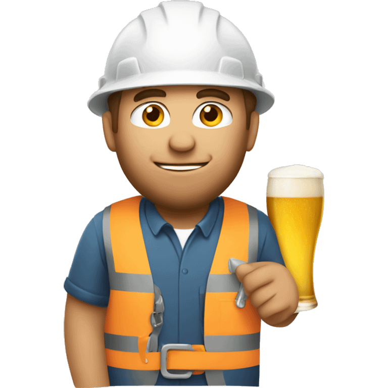 Construction white man with beer emoji