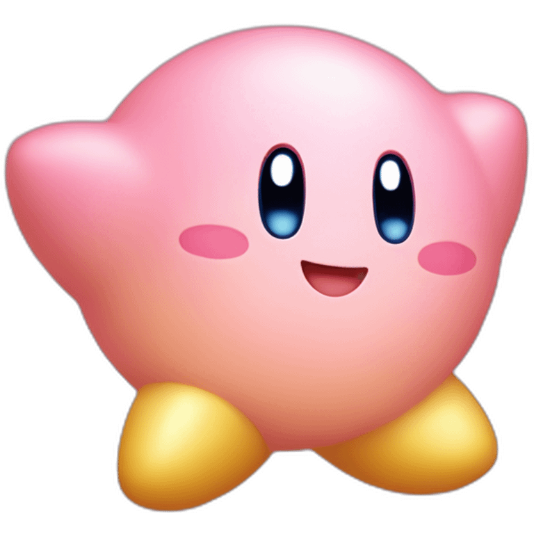 cute happy classic Kirby jumping on a star emoji