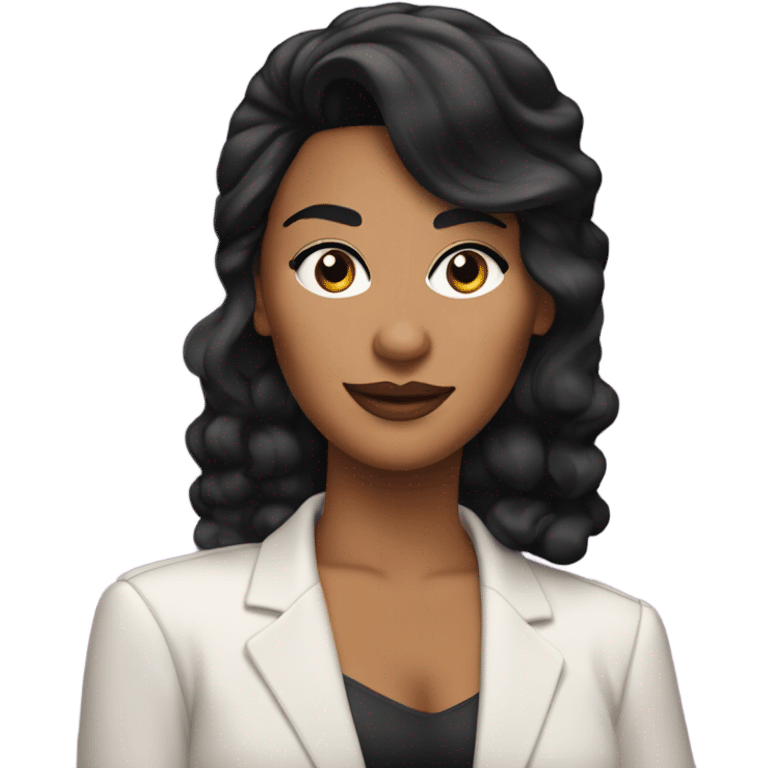 Tanned woman with black hair dressed in 1990s r&b hair, makeup, and attire  emoji