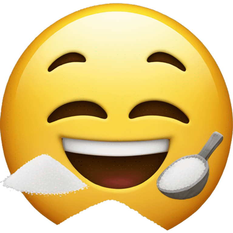 smiling emoji with a pile of salt emoji