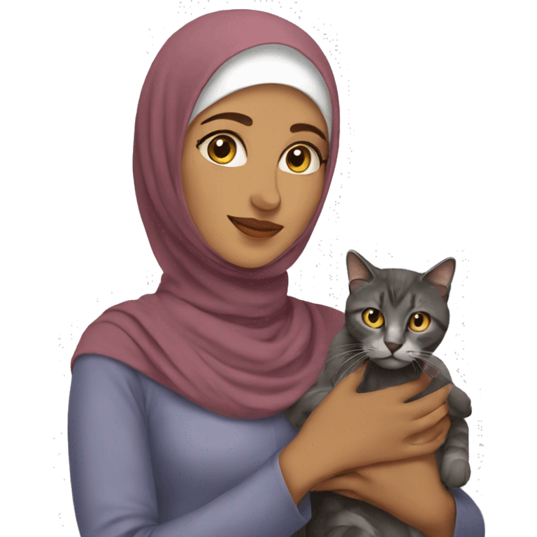 A Muslim woman petting a cat emoji