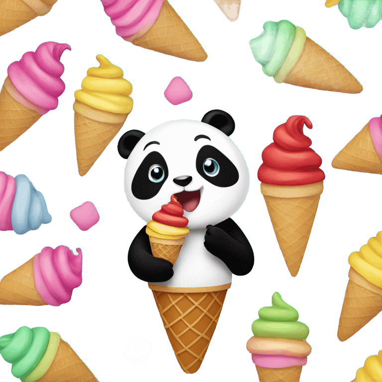 Panda eating ice cream emoji