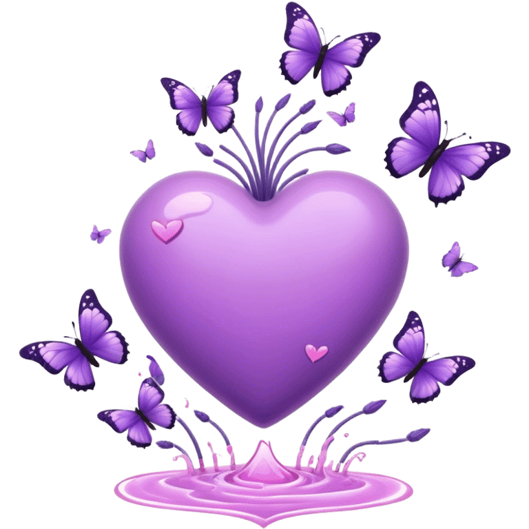 lavender pumping heart with butterflies around it emoji