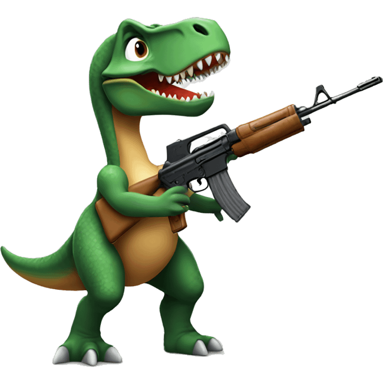 Dinosaur holding a AK-47 emoji