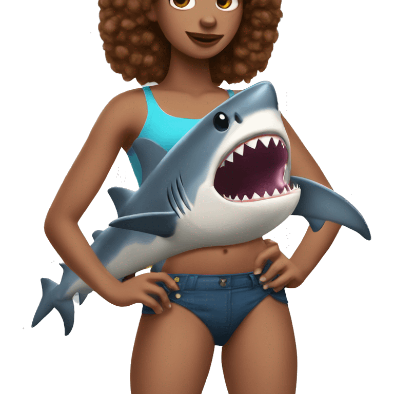 Shark with a crop top emoji