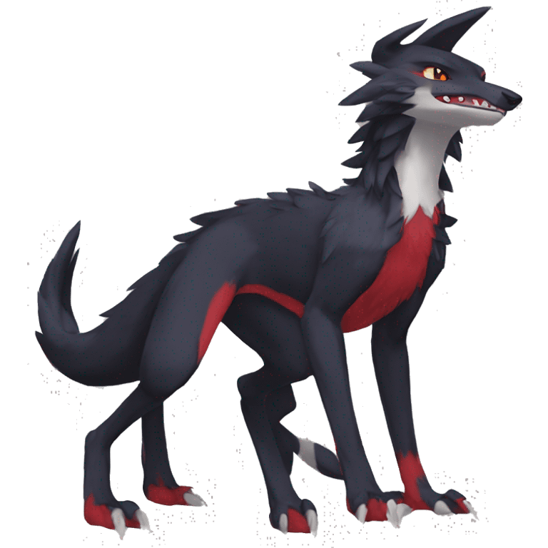 Anthro Cute cool black red nargacuga sergal animal hybrid Fakemon full body emoji