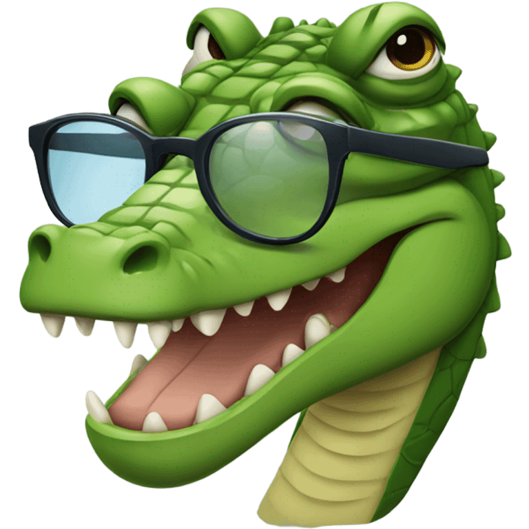 Crocodile with glasses emoji