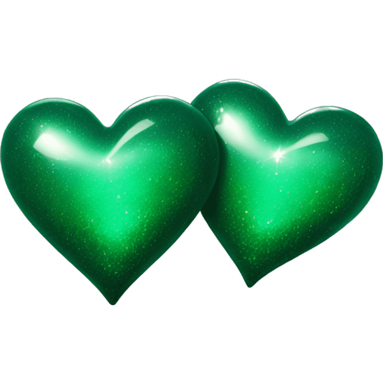 Two dark green hearts with a sparkle emoji