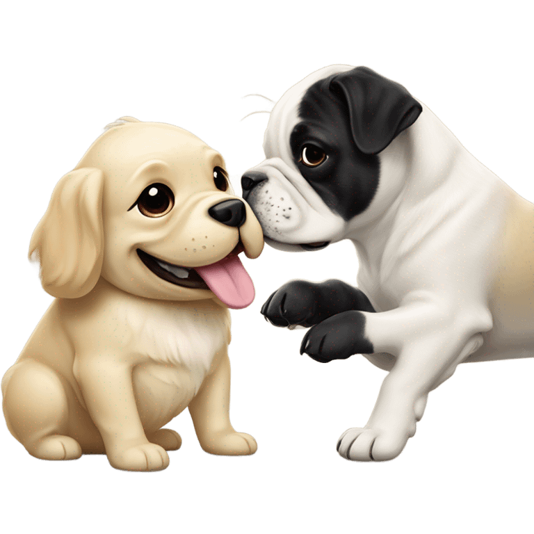 English cream golden retriever and an oreo colored frenchie as best friends emoji