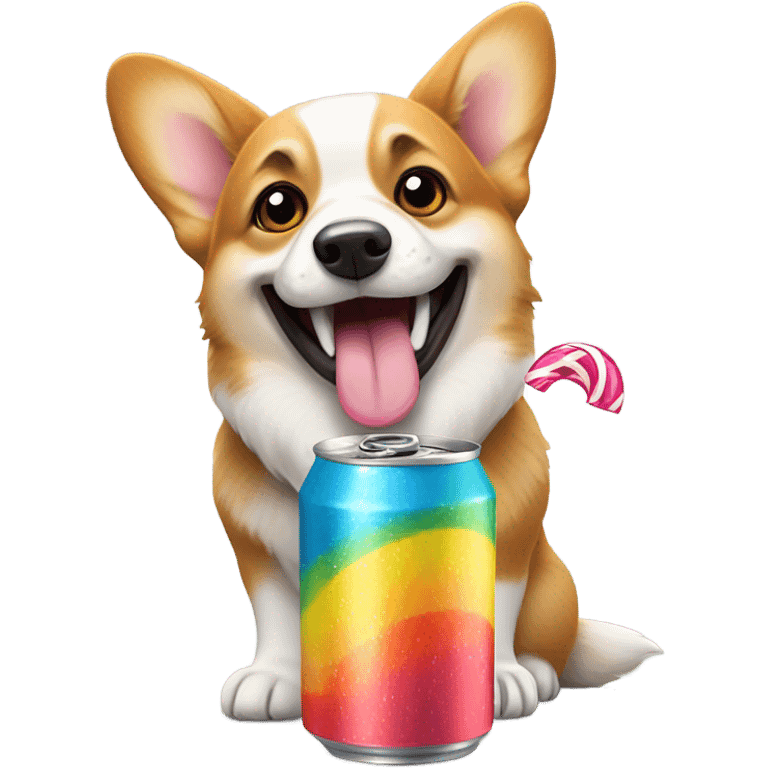 Corgi drinking soda emoji