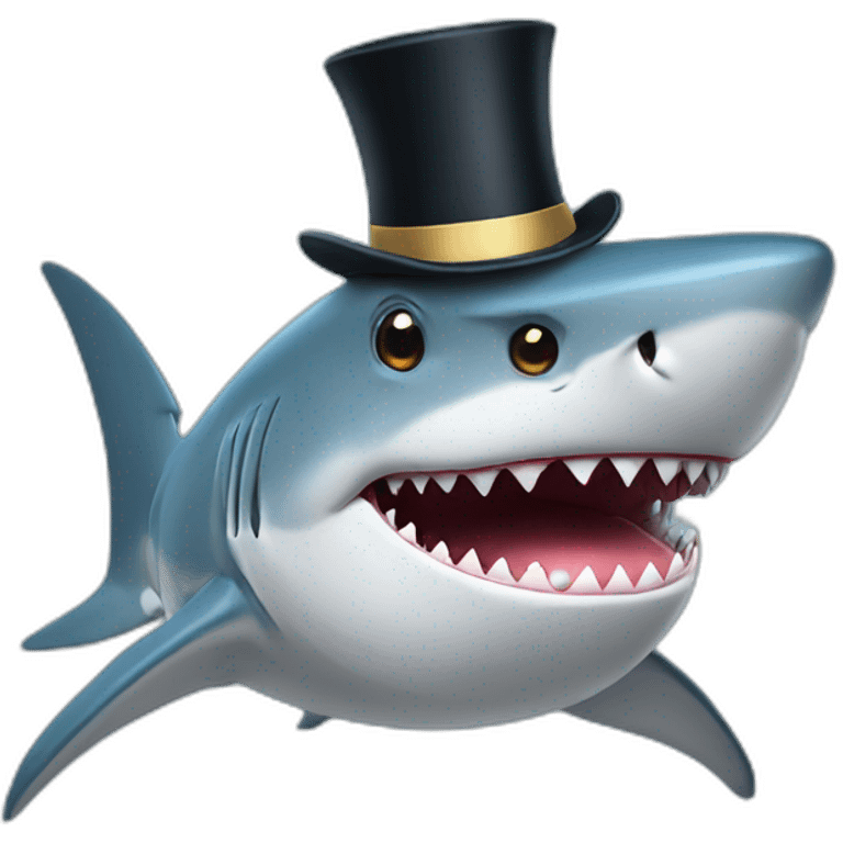 Shark with a top hat emoji