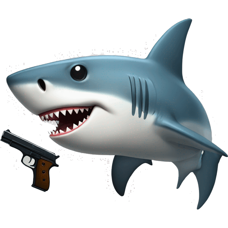 Shark whit a pistol emoji