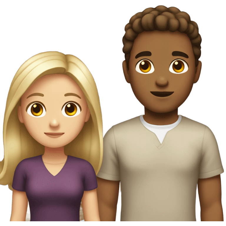 Puerto rican beard short brown hair boy and blond long hair girl couple emoji