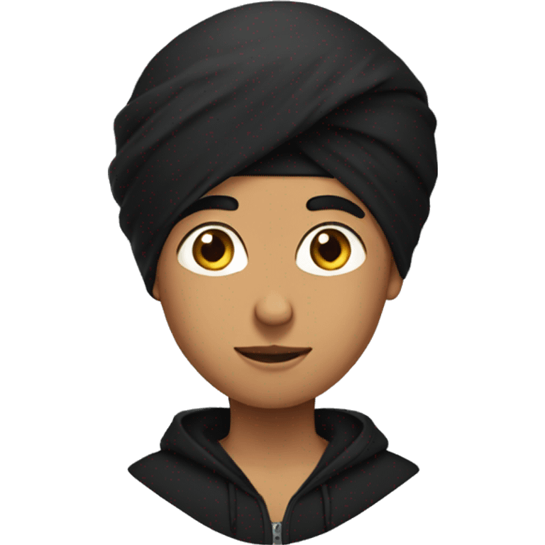 Sardar boy with black turban and wearing black hoodie  emoji