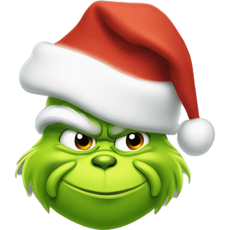 Grinch wearing Santa hat emoji