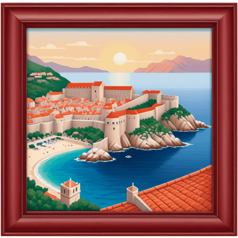 Cinematic Realistic Dubrovnik Landmark Emoji, depicted with historic fortified walls and red‚Äêtiled roofs rendered with intricate detail and dynamic, coastal lighting. emoji