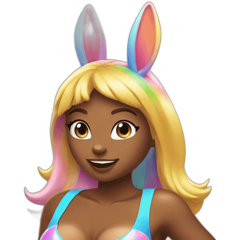 hot lola bunny with rainbow unicorn swim suit emoji