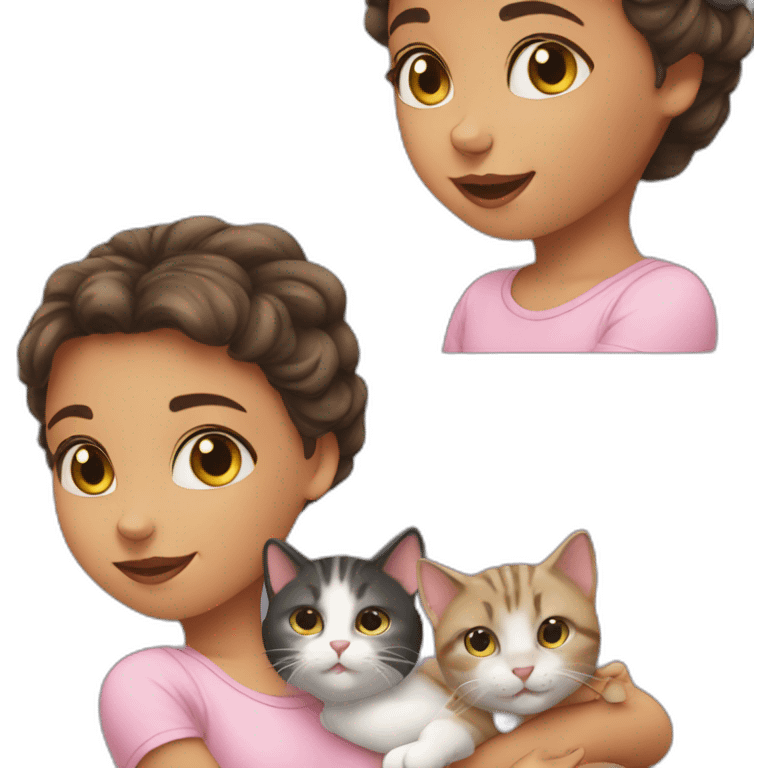 girl loving 3 baby cats emoji