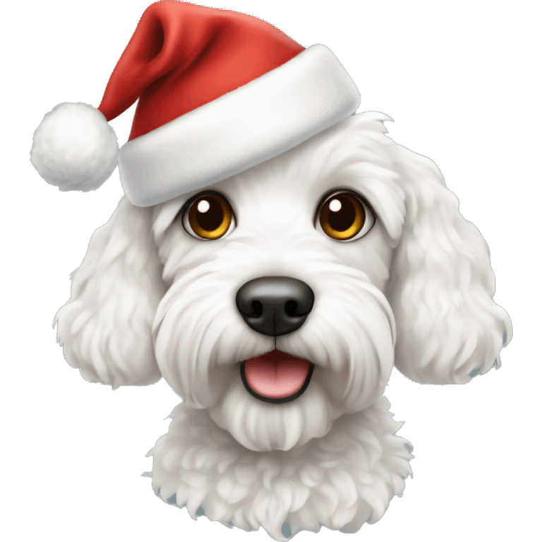 white cockapoo dog with christmas hat  emoji