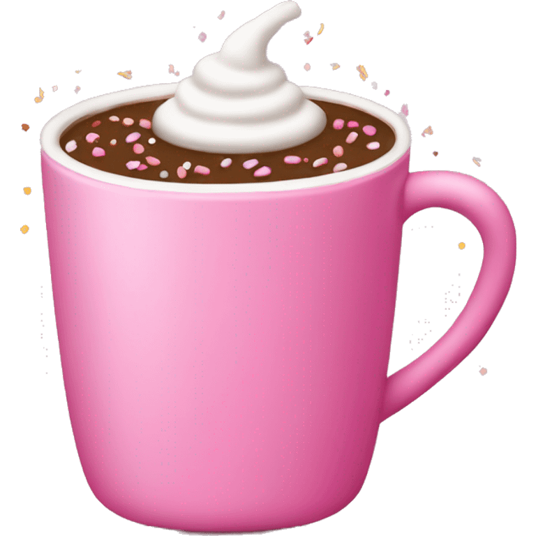 hot cocoa in pink cup with sprinkles on top emoji