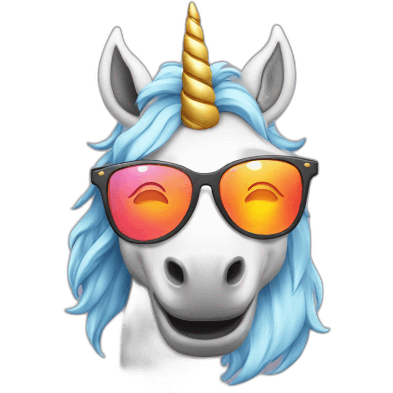 Unicorn with sunglasses and fire emoji