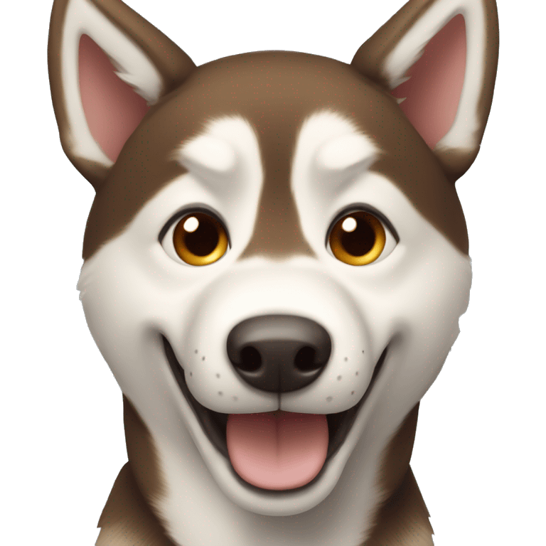 The brown husky is smiling emoji