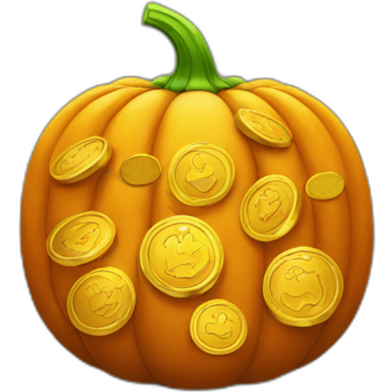 pumpkin filled with golden coins emoji