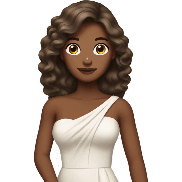 woman brown skin long hair holiday gown  emoji