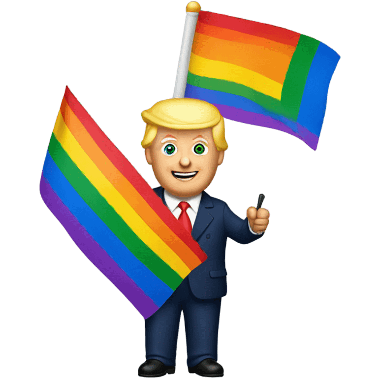 Trump holding a pride flag emoji