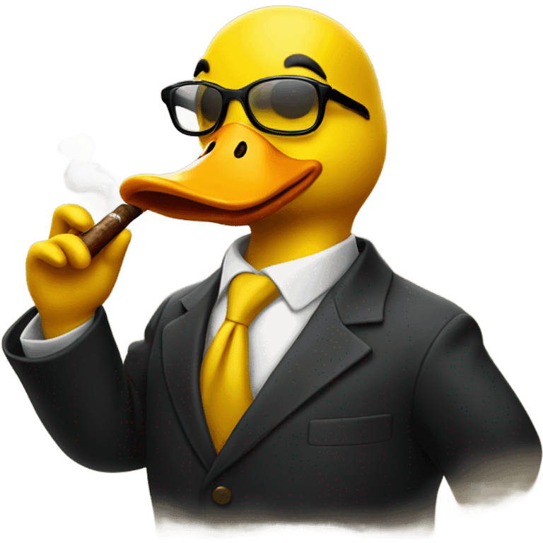 A yellow duck with glasses smokes a cigar emoji