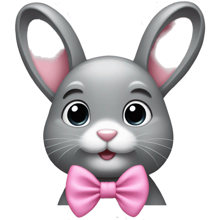 grey bunny pink bow emoji